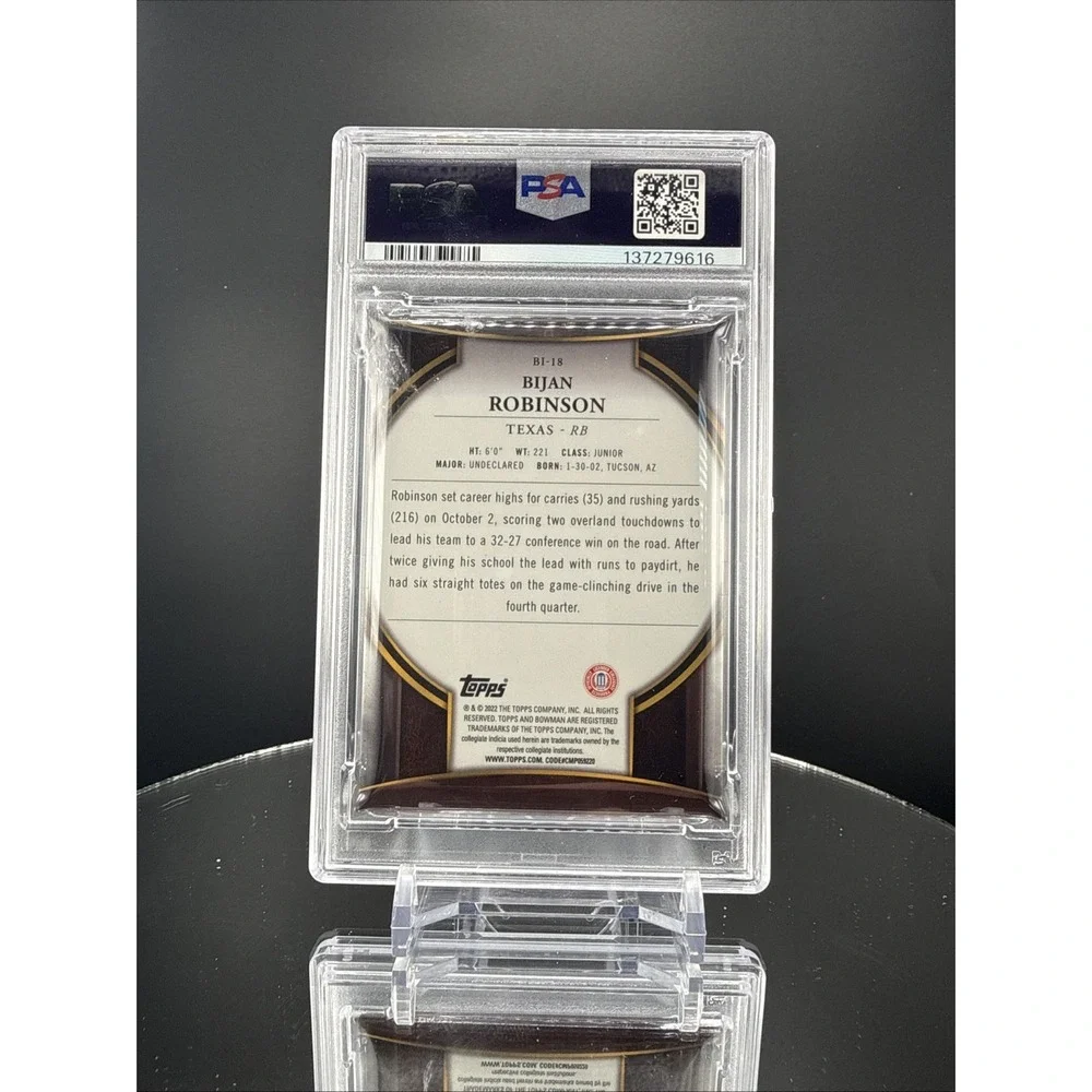 2022 Bowman University Chrome - Bowman Invicta Bijan Robinson #BI-18 (RC) PSA 8